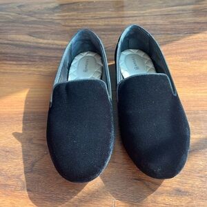 Black Velvet Slip-On Shoes